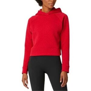New Balance‎ Women's Quilted Red Heat Cropped Hoodie Sweater Size L